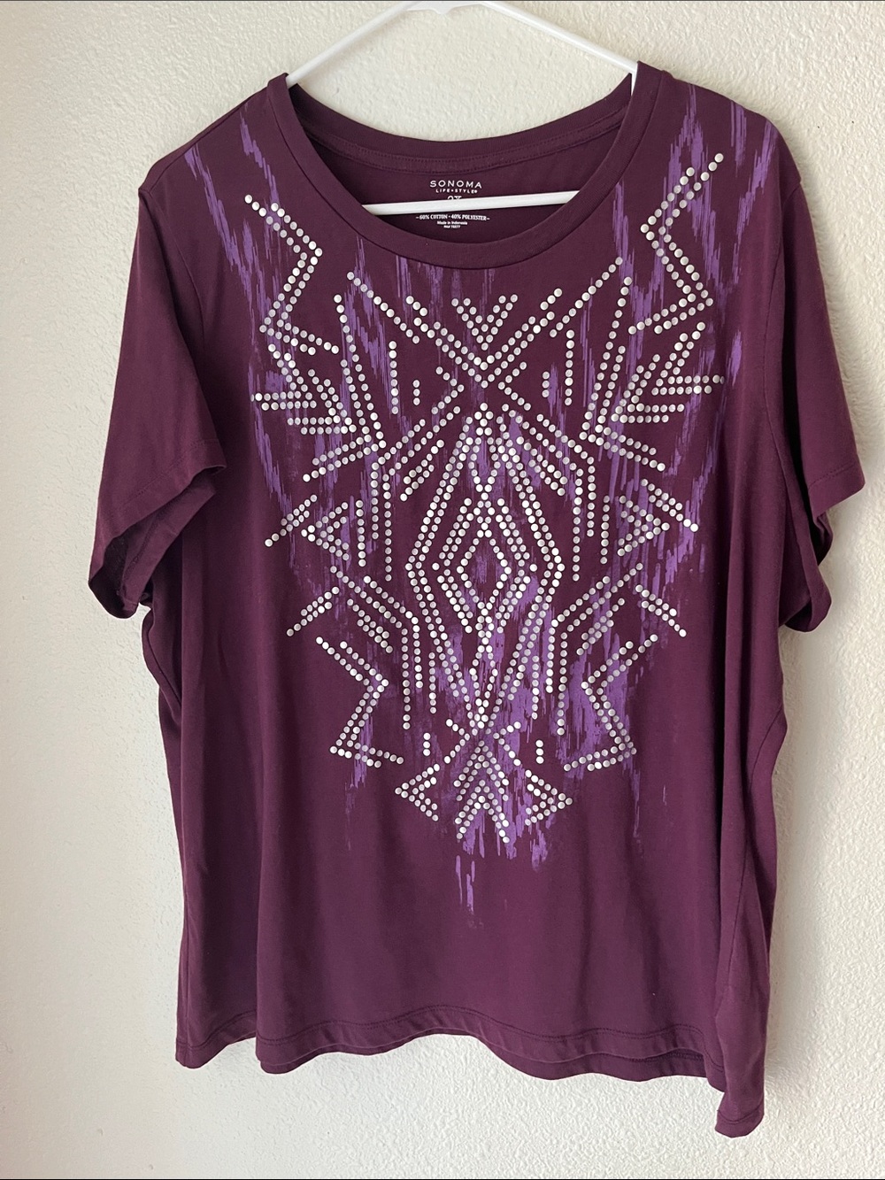 Sonoma Plum Short-Sleeve Tee with Geometric Stud Detail